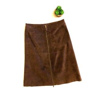 Vintage Suede Knee Length Skirt